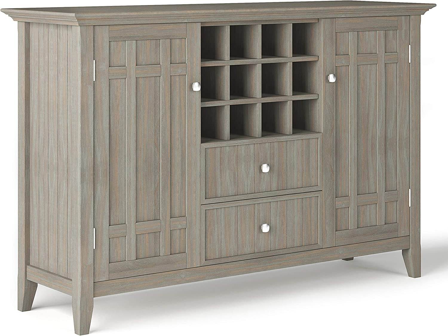 Rustic Gray Pine Wood Sideboard Buffet with Wine Storage - Metromarketstore