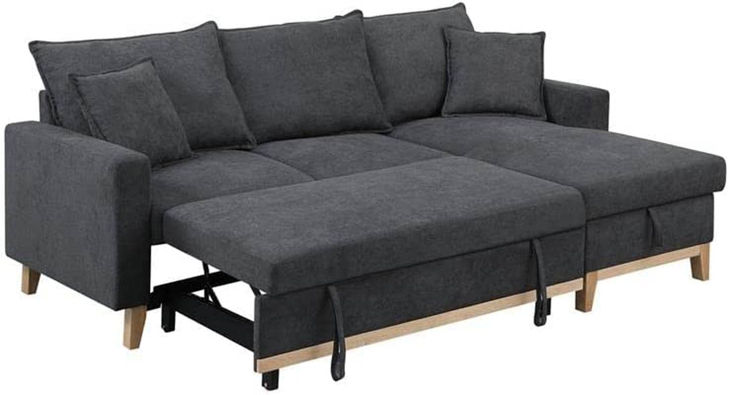 Gray Reversible Sleeper Sectional with Storage Chaise - Metromarketstore
