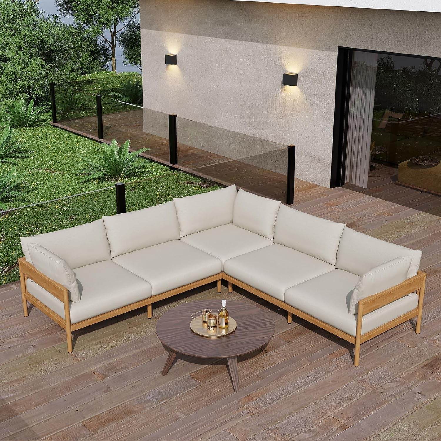Modern Outdoor Sectional Sofa Set with Thick Cushions - Metromarketstore