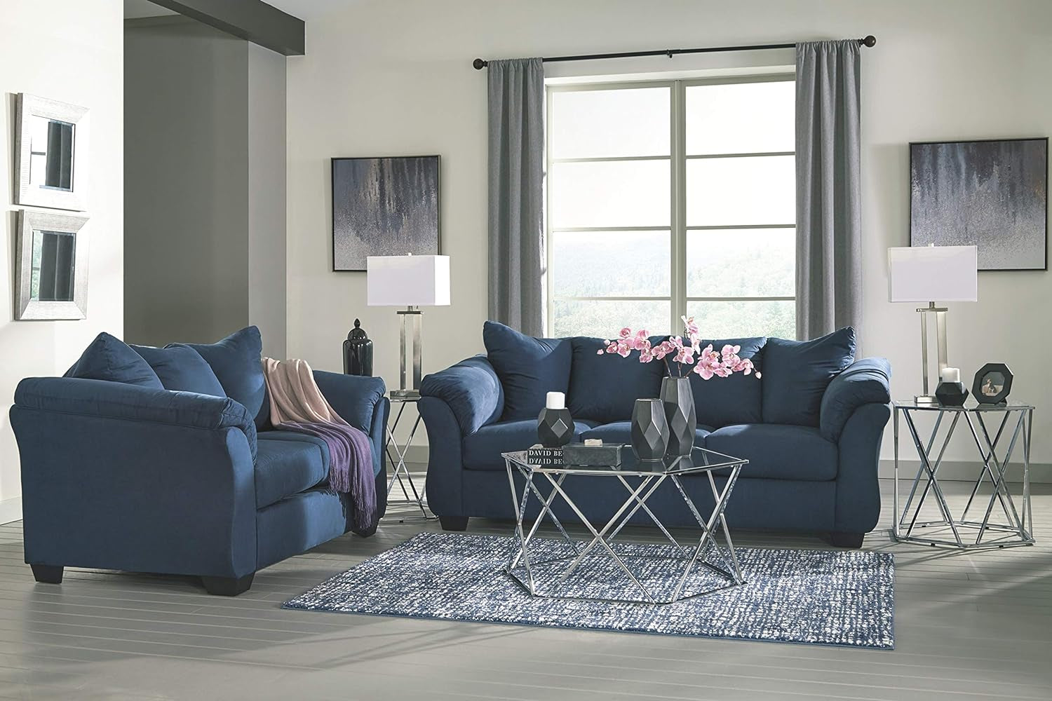 Plush Loveseat - Dark Blue-4