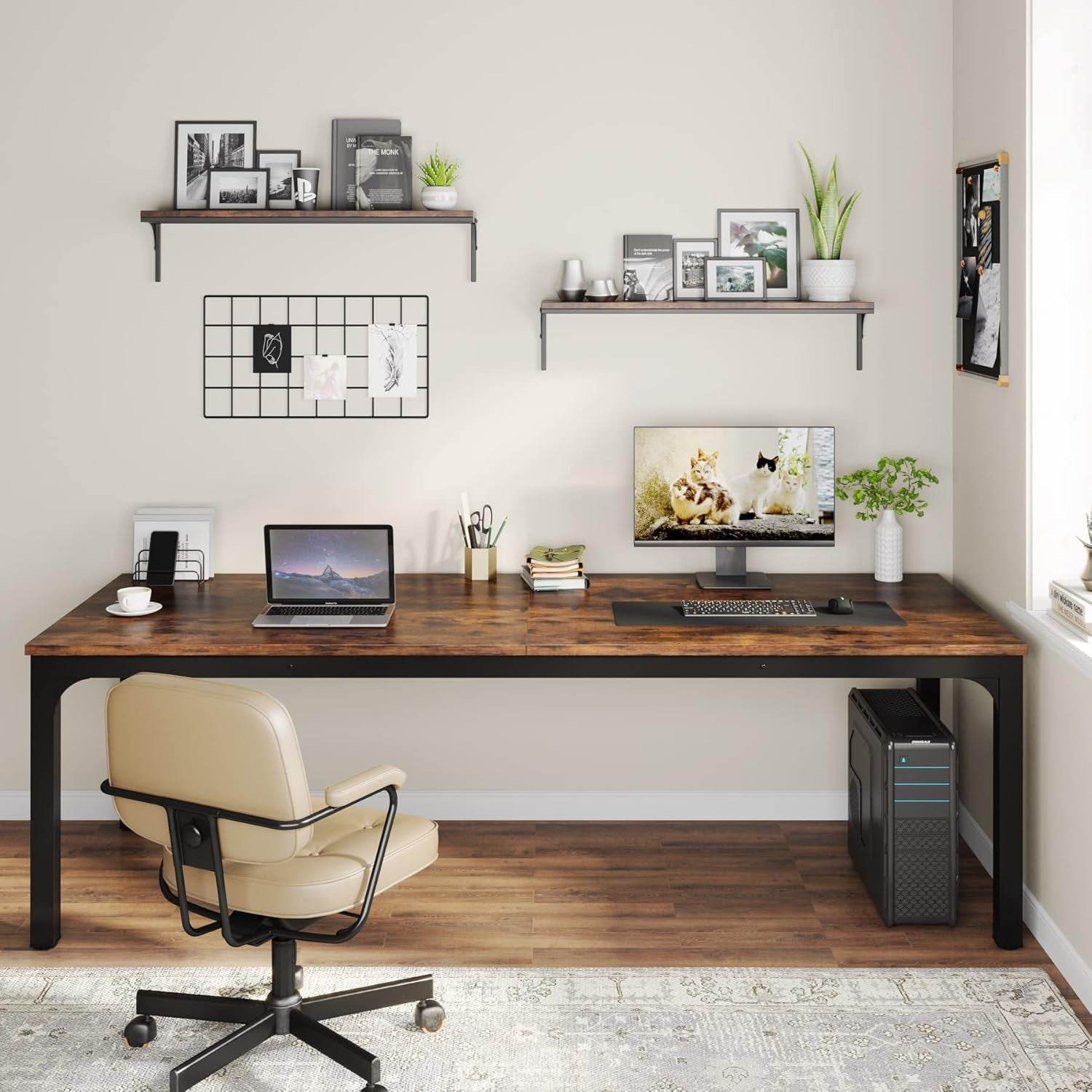 78.7 Inches Extra Long Computer Desk 2 Person Desk, Double Long Desk, Workstaion for Home Office-3