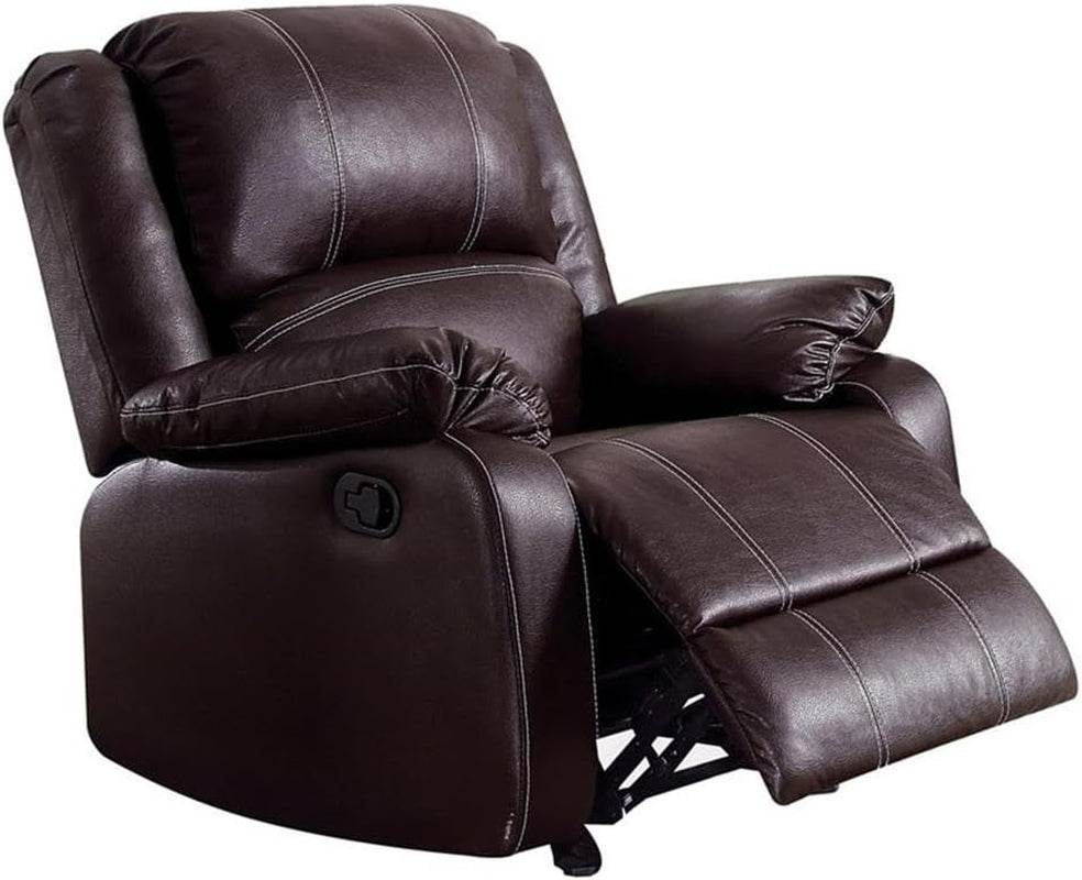 Brown Faux Leather Recliner Loveseat-4