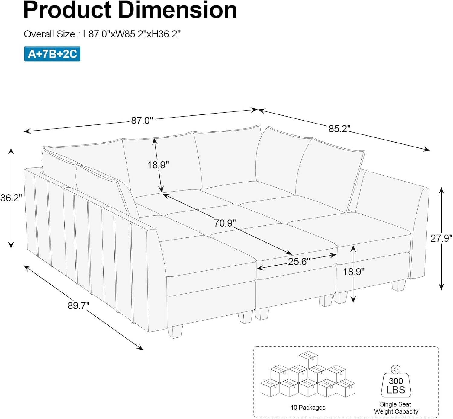 Large Modular Sectional Sofa Bed with Storage Comfort - Metromarketstore