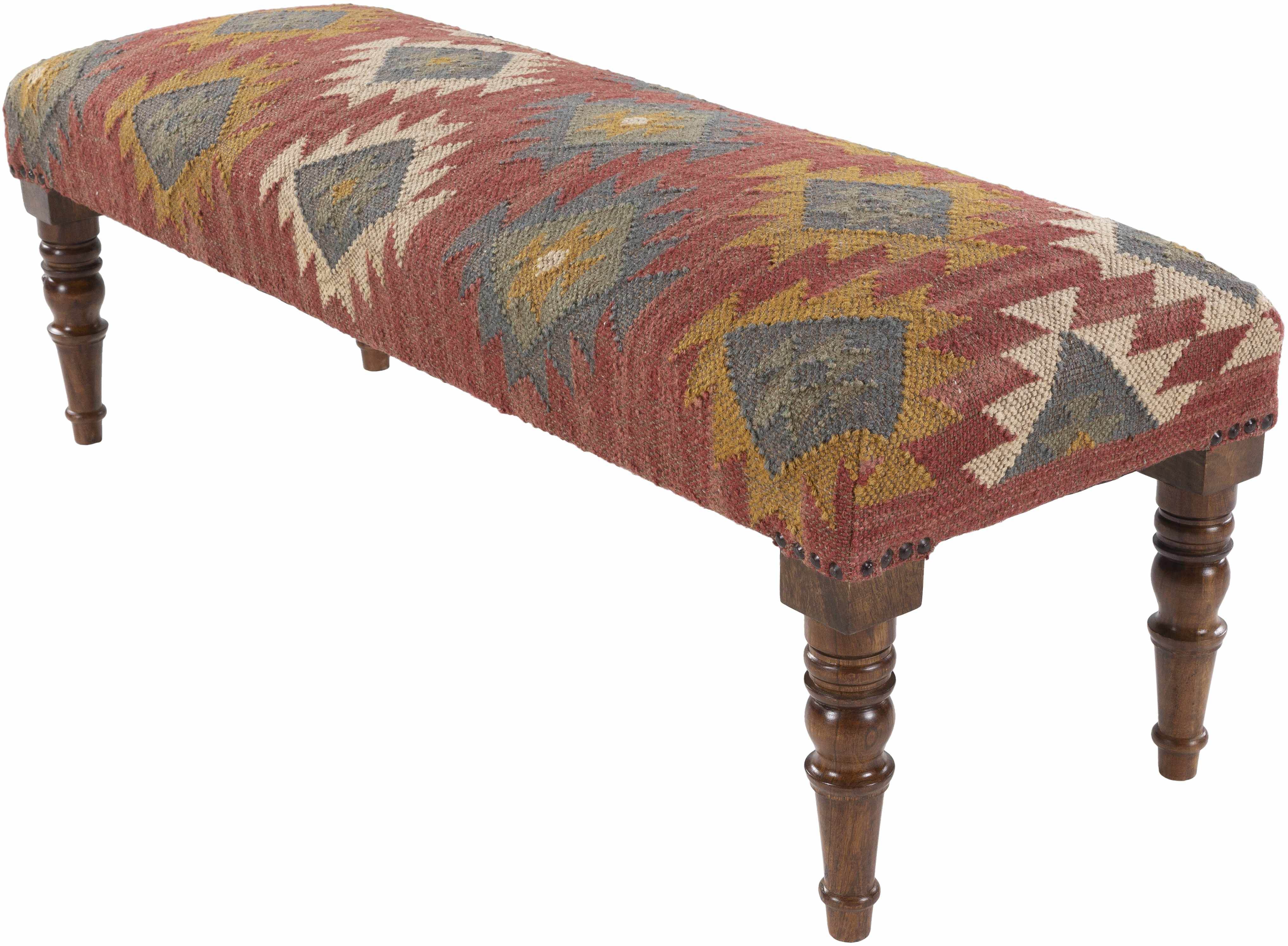 Yunak Rustic Geometric Tapestry Bench - Metromarketstore