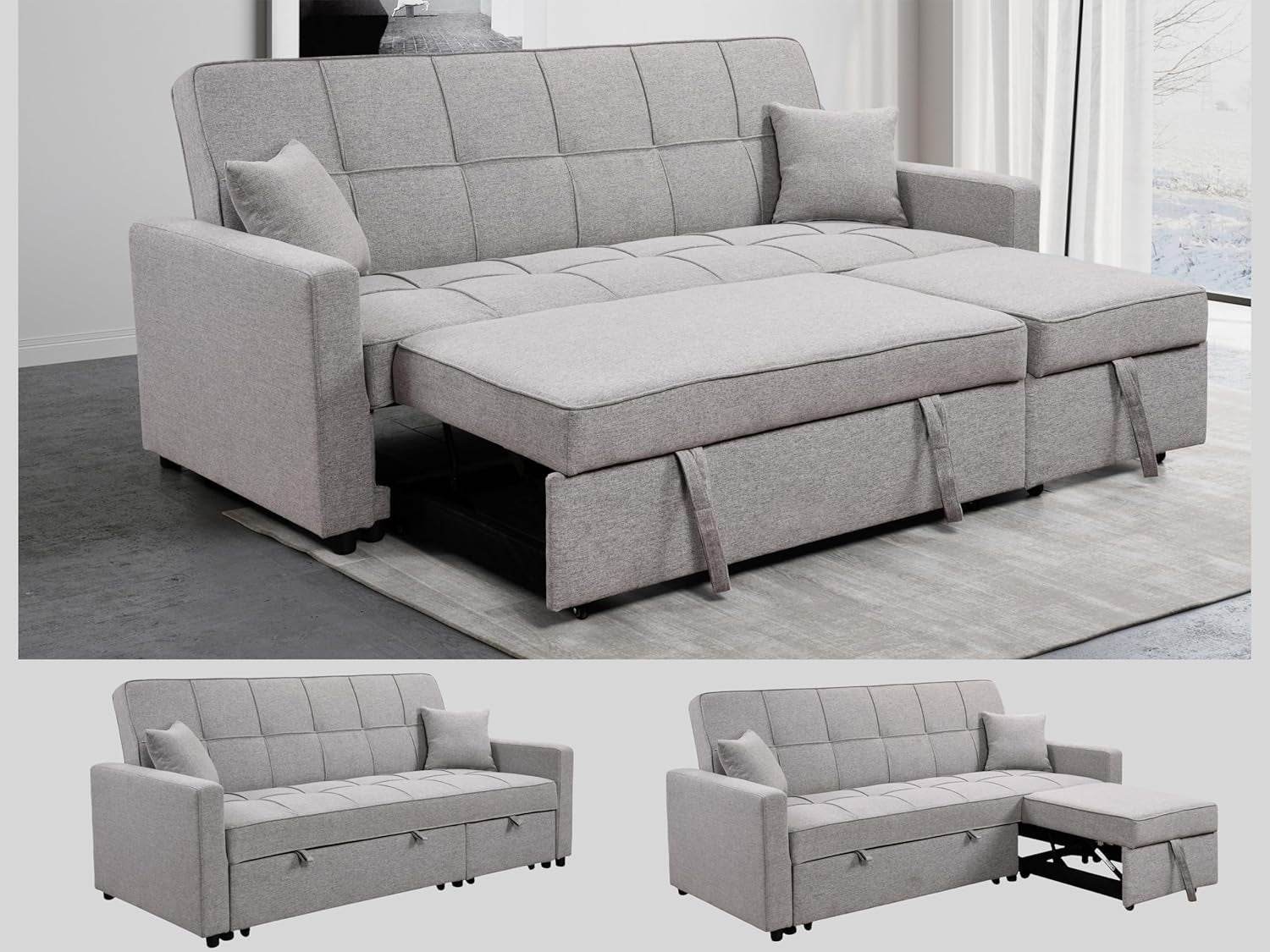 Queen Size Sleeper Sofa Couch with Adjustable Backrest - Metromarketstore