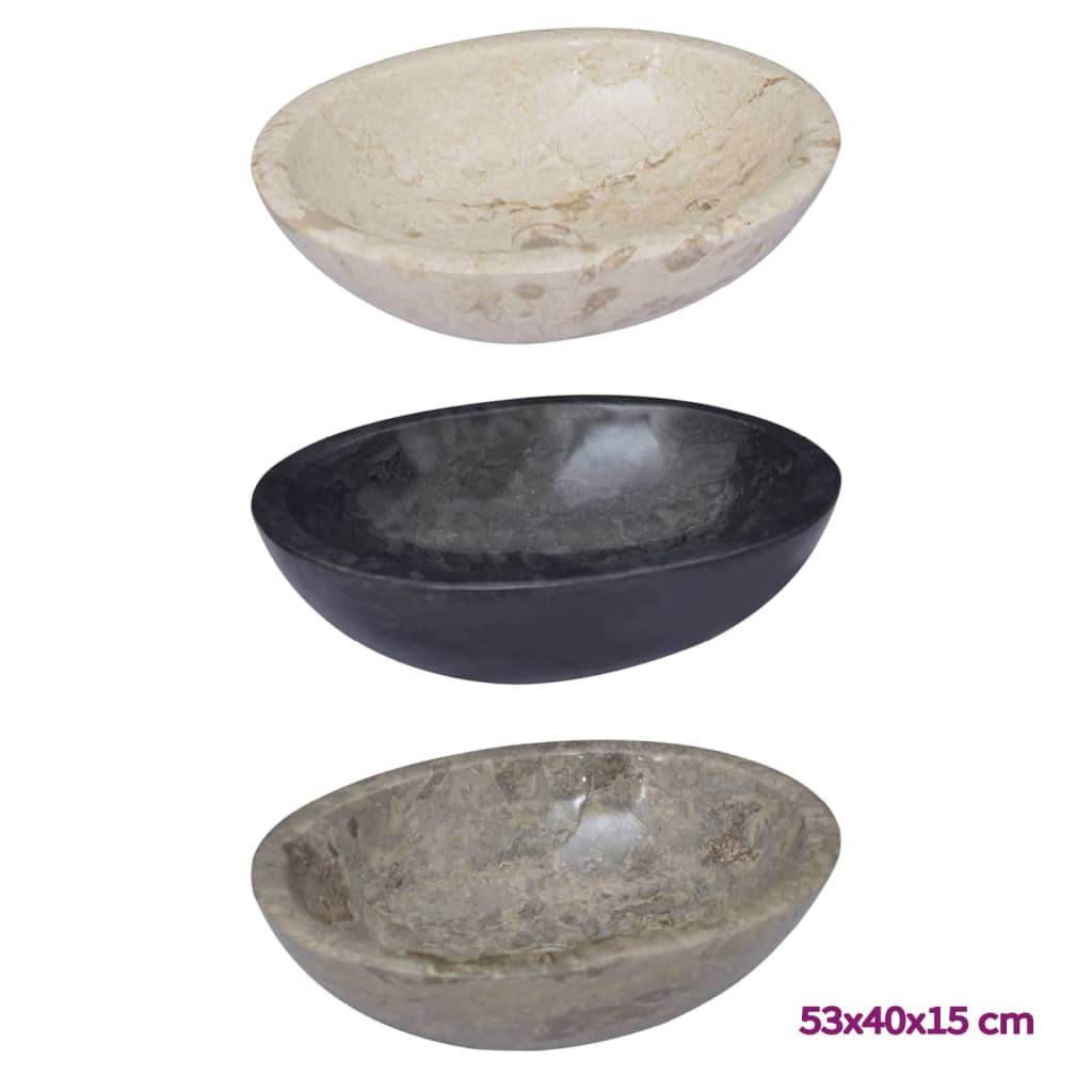 vidaXL Sink Above Counter Vanity Wash Basin Vessel Sink for Bathroom Marble - Metromarketstore