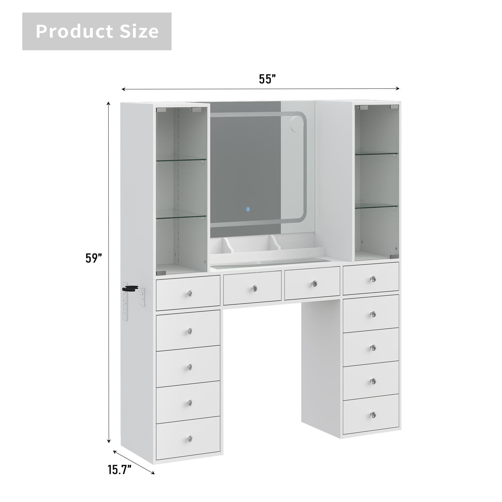 Yanosaku VD035 Bedroom Makeup Vanity desk with mirror, 12 Drawers-1