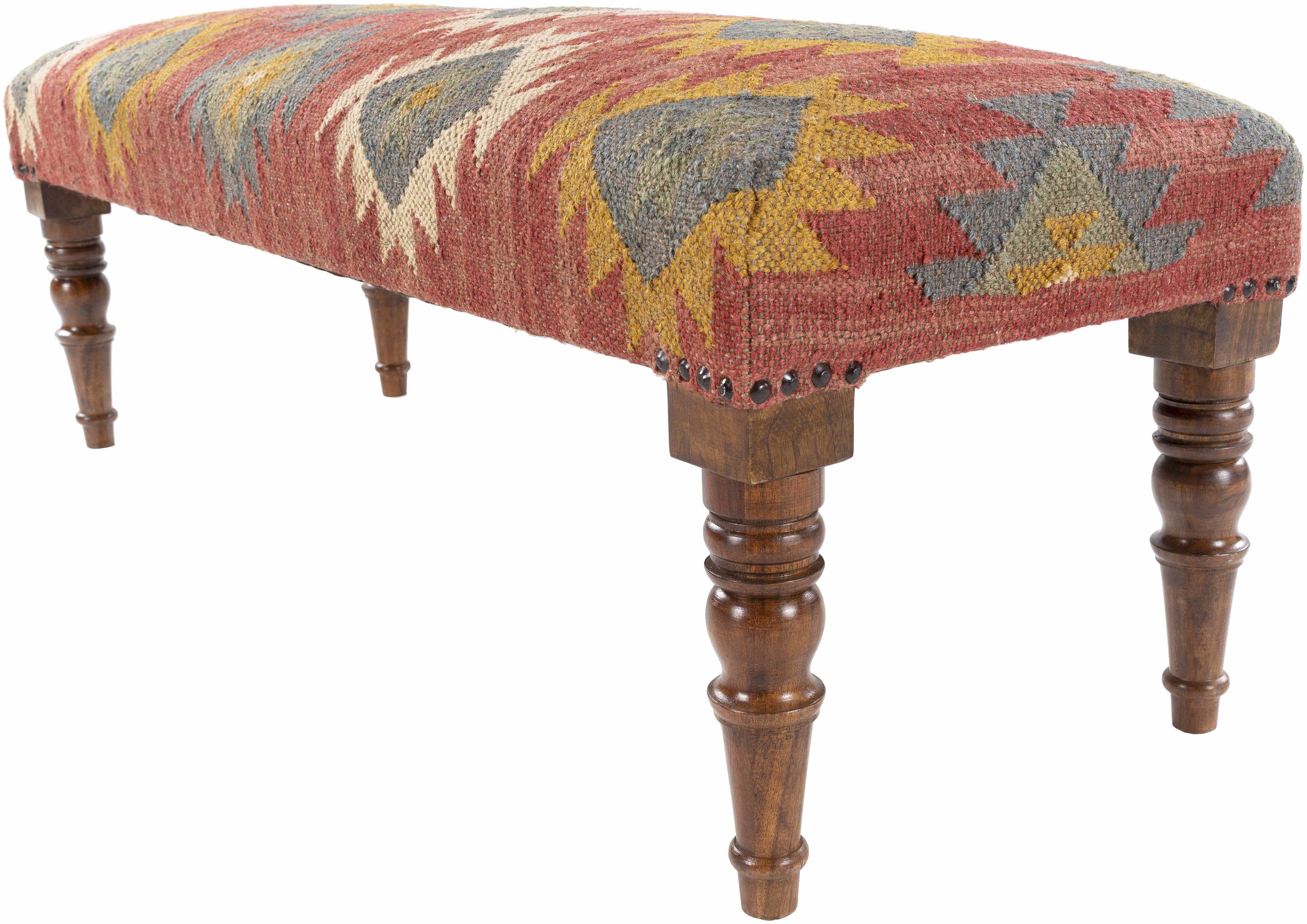 Yunak Rustic Geometric Tapestry Bench - Metromarketstore