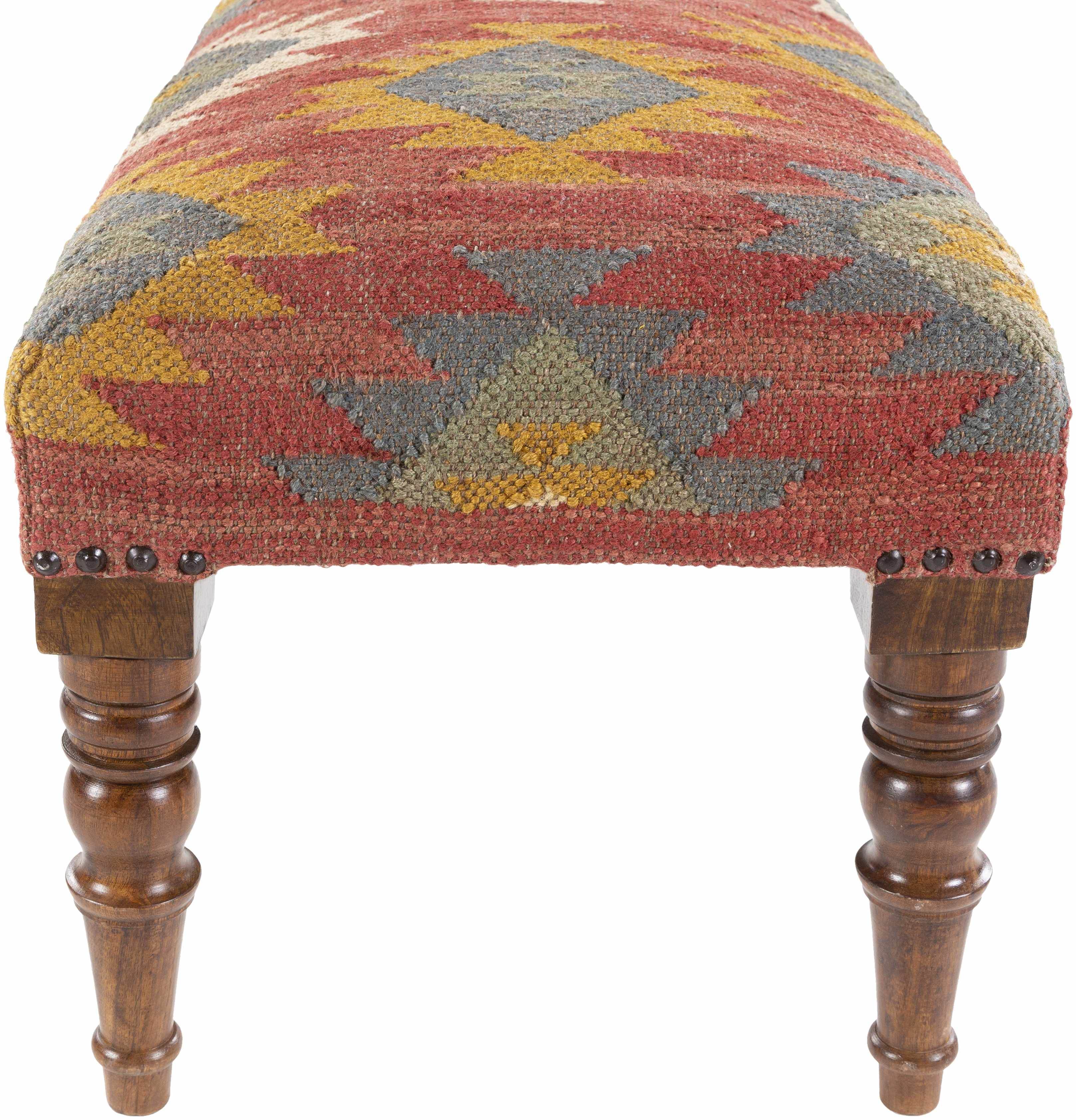 Yunak Rustic Geometric Tapestry Bench - Metromarketstore